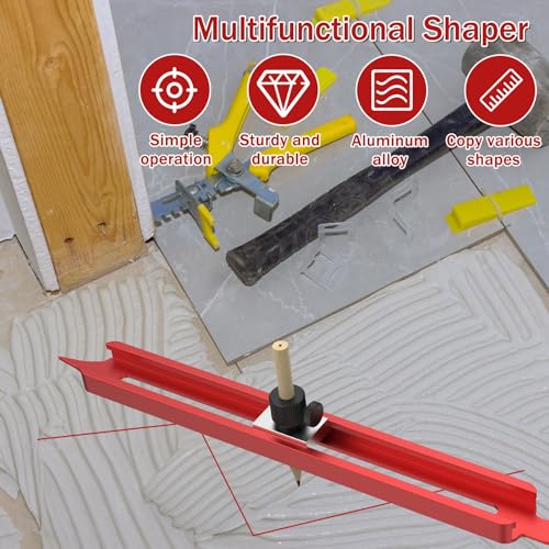Contour Gauge Scribe Tool, Precise Profile Scribing Ruler with Adjustable Pencil Holder, Aluminum Alloy Woodworking Edge Corner Measuring Profile Duplicator Contour Gauge for Tiles Carpenter