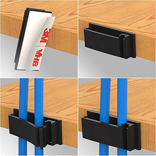 Cable Clips with Strong Self-Adhesive, XIAOXI Multipurpose Wire Clamps for Cable Management and Cable Runs, TV PC Wire Holder Sticky Tidy - (20pcs) - color: Black