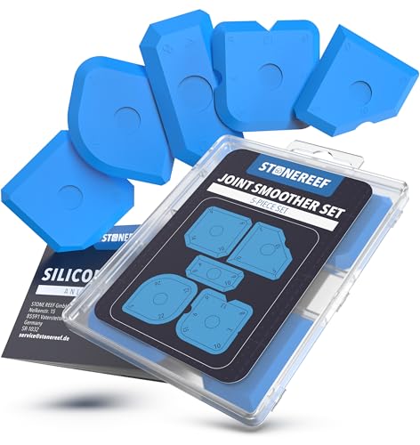 STONE REEF Silicone Caulking Tool Set – 5-in-1 Sealant Finishing Tool Kit | Caulk Remover, Grout Scraper & Applicator for Bathroom, Kitchen, Window, Sink, Tile & Joint | Professional Silicone Tools - color: Blue