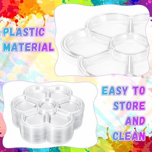 100 Pcs Large Clear Plum Blossom Paint Tray Palette Disposable Watercolor Palette Acrylic Paint Pallet Color Mixing Tray for Painting Party Oil Watercolor Craft Supplies DIY Art Painting - style: Plum Blossom 7 Square