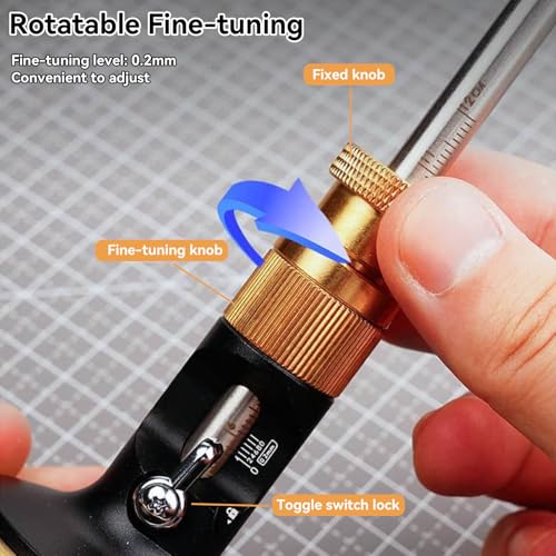 Wheel Marking Gauge, Aluminum Alloy Scriber Woodworking Mortise Parallel Scribing Tool Dovetail Scribing Gauge for Woodworking Projects, 0.2 Mm Precision, Rollable Blade