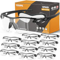 12 Pack Safety Glasses for Men, ANSI Z87.1 & UV Protective Eyewear | Scratch Resistant, High Impact Resistant, UV400 Protection, Fashionable Design, For Men Women Construction Woodworking - color: Clear