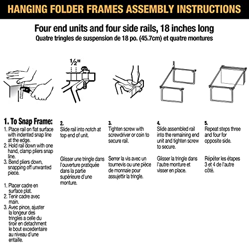 Officemate Hanging File Frame, Letter Size (Fits 24″–27″), Adjustable Heavy-Duty Steel File Drawer Organizer for Desks, Cabinets & Shelves (91964) - size: 1-Pack