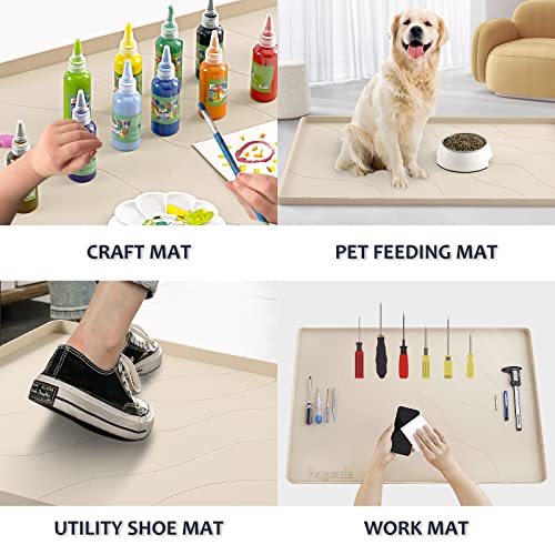 Heavy Duty Silicone Under Sink Mats for Kitchen Waterproof 31" x 22", Extra Thick Under Sink Rubber Mat Drip Tray, Raised Edge Under Sink Liner,Prevent Drips, Leaks, Spills,Taupe - color: Beige, size: 31'' x 22'' x 1''