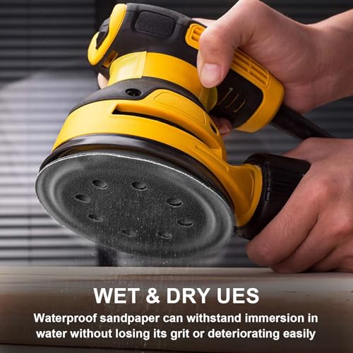 100PCS 5 Inch Sanding Discs Hook & Loop Sandpaper 400/600/800/1000/1500/2000/3000/5000/7000/10000 Grit Orbital Wet Dry Sandpaper with 2PCS Interface Pads for Automotive Wood Metal Polishing