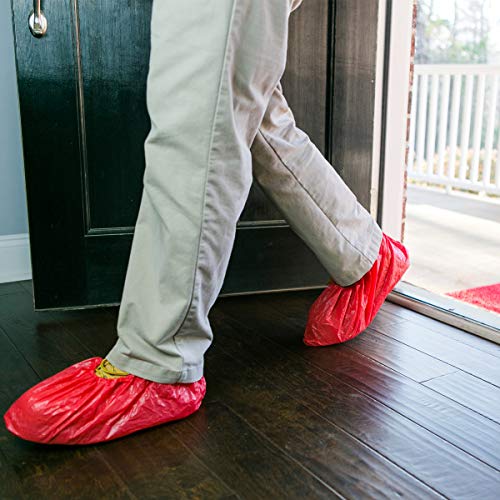 ShuBee Waterproof Shoe & Boot Covers Slip-Resistant Disposable for Plumbing Construction Floor Protection - 40 Pair - color: Waterproof Red