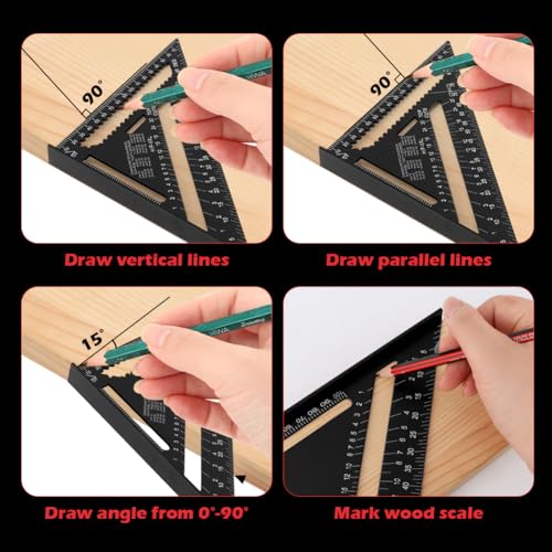 Carpenter Square 7 Inch Rafter Square for Angle Drawing Triangle - Black - color: blue