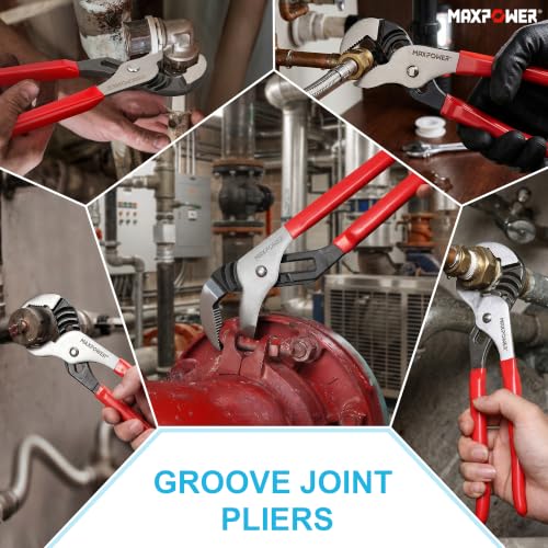 MAXPOWER 8 12 16-inch Groove Joint Pliers, Quick Adjustment Pliers Set - size: 8" 12" 16"