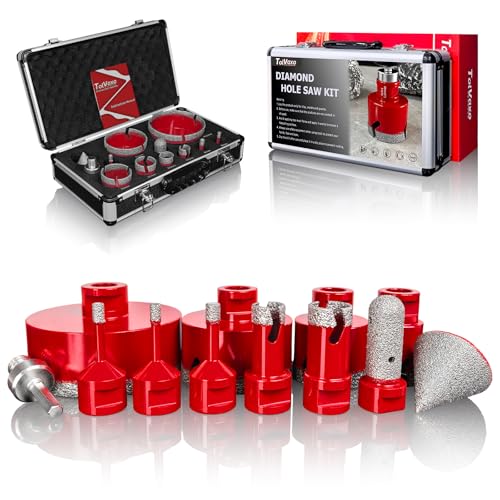 Diamond Hole Saw Kit, Vacuum Brazed Tile Hole Saw Kit (1/4"-4") - size: 6/6/8/19/25/35/50/75/102MM/2"/20MM