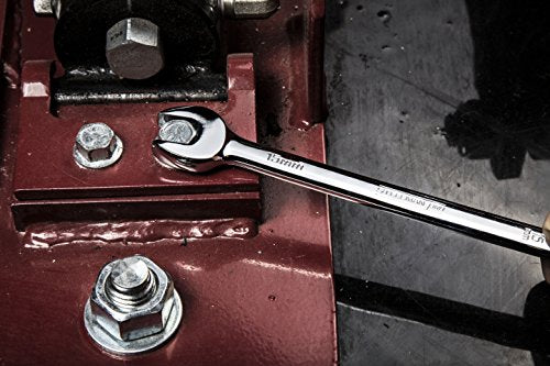 Steelman Pro 15-Piece Metric 6-Point Combination Wrench Set for Mechanics, Chrome Vanadium Alloy Steel, Angled Ends, Storage Rack Included - size: 15-piece