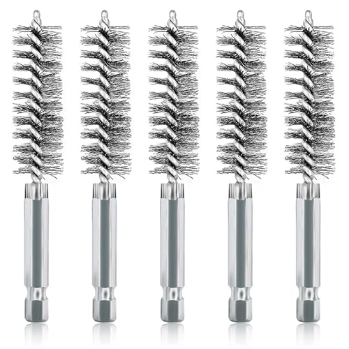 5Pcs 5/8" Stainless Steel Wire Bore Brush for Power Drill Cleaning - size: 16mm | 5/8"