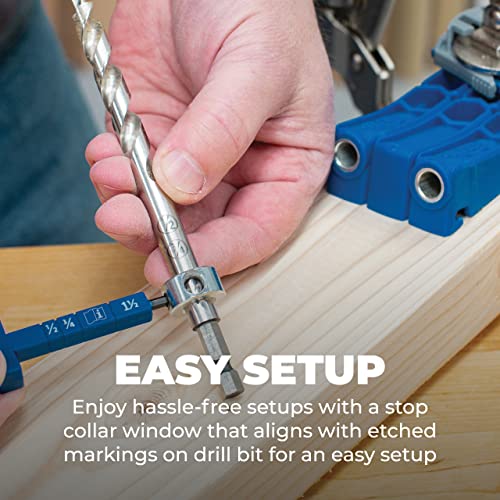 Kreg KPHA308 Easy-Set Pocket Hole Drill Bit with Stop Collar & Gauge/Hex Wrench - size: 3/8" x 6"
