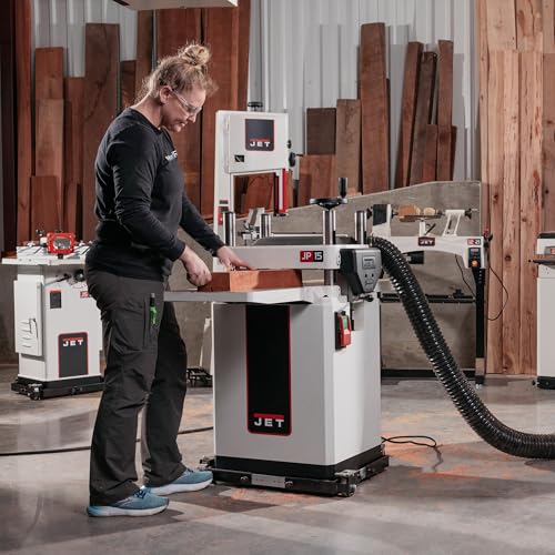 JET 15-Inch Thickness Planer for Woodworking, Helical Style Cutterhead with 2-Speed (16 FPM / 20 FPM) Feed Rate, 3 HP, 230V 1Ph (JPW-15BHH)