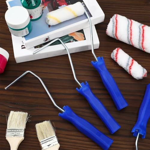 Leumoi 48 Pcs 4 Inch Mini Paint Roller Frame Threaded Grip Handle, Blue - color: Blue