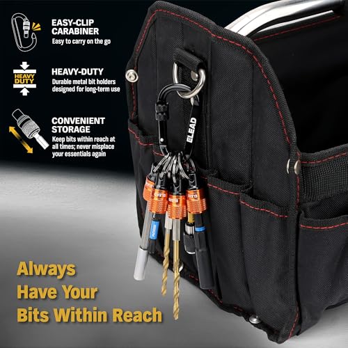 6-Piece Bit Holder Key Chain, 1/4 inch Orange Hex Shank Bit Holders, Quick Release Design with Keychain Carabiner for Nut Driver, Screwdriver & Drill Bits, Tools Gifts for Men - style: 6 Bit Holder Key Chain Orange