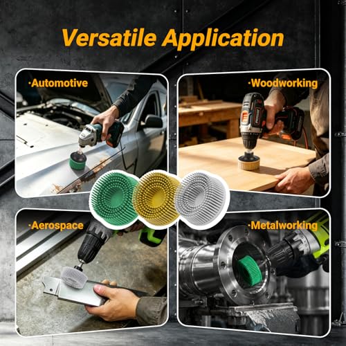 2 Inch Bristle Disc 6pack - 50 Grit with 1/4inch Shank Attachment Abrasive Coating Removal Brush Disc for Metal