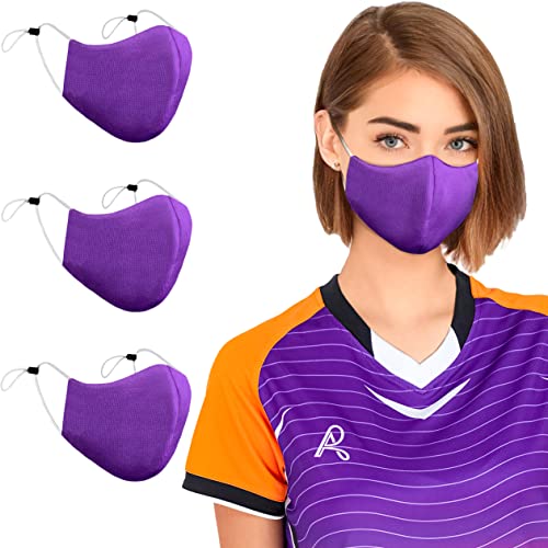 Arcarius Breathable Sports Face Mask – Moisture Wicking Gym & Travel Fit (3-Pack) - color: Purple