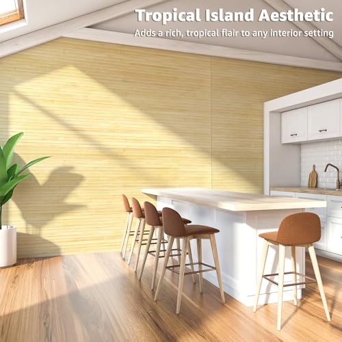 Art3d 48 x 96 in Pole Wrap Natural Bamboo Wall Panel, 1-Pack, Raw - color: Raw, size: 1-48 inches x 96 inches