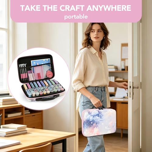 MERATIA Diamond Painting Storage Case Organizer, 40 Slots with Accessories - color: Starlit Mist-40 Slots