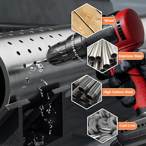 Luckyway 3/8 Inch Cobalt Drill Bits (5 Pack), M35 HSS Metal 3/8" Drill Bit Titanium Coated for Hard Metal, Stainless Steel, Cast Iron, Wood and Plastic, with Storage Case - style: 3/8" (5Pcs) Cobalt Drill Bits