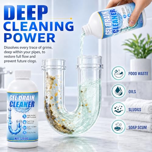 Gel Drain Cleaner Clog Remover, 300g Each, 2 Pack