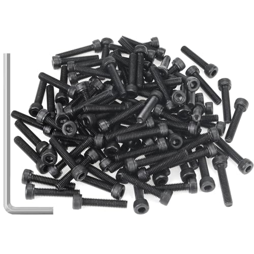 105 Pieces M4 x 20mm Socket Head Cap Screws, Thread Pitch 0.7mm, Sutemribor M4 Black Screws, 12.9 Grade Alloy Steel, Black Oxide Finish, Fully Threaded - size: M4 x 20mm, style: Socket Head