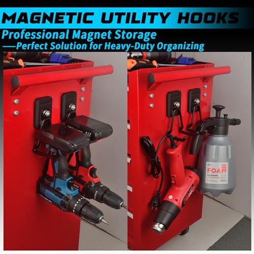Heavy Duty Magnetic Hook, Large Utility Storage Magnetic Garage Hooks, Strong Magnet Hooks for Hanging Power Tool Hose Drill Metal Cart in Garden Workshop Kitchen (4Pack) - style: 2.24 INCH*3.07 INCH 4 PACK PRO