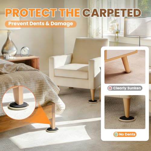 Furniture Sliders for Carpet 24PCS, 3 1/2"