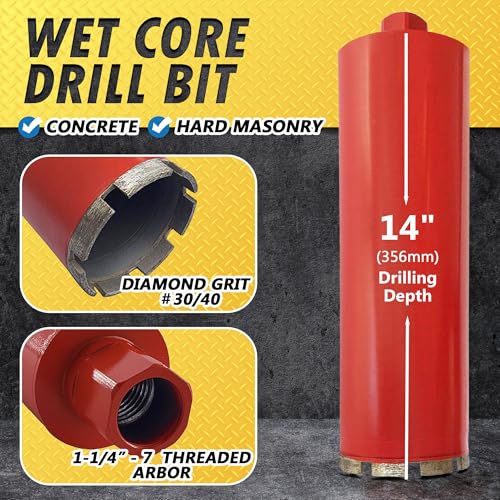 2-3/4" Wet Diamond Core Bit for Concrete & Masonry, 1-1/4"-7 Arbor - size: 2-3/4 Inch