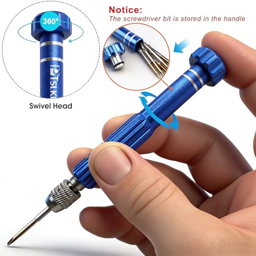 5-in-1 Multifunctional Small Screwdriver, PTSLKHN S2 Steel Magnetic Screwdriver Kit for Eyeglass, Sunglasses, Electronics, Cellphone, Jewelry and More - color: Blue 5in1