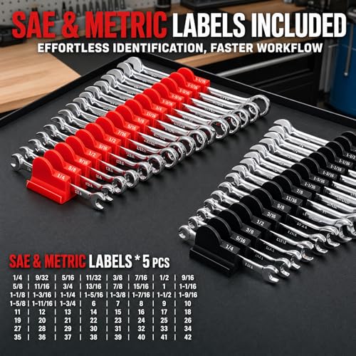 120 pcs Modular Wrench Organizer for Tool Drawers (Black & Red & Blue) - color: Black & Red & Blue