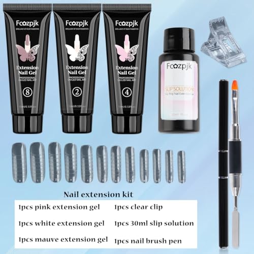 Fcozpjk Poly Gel Nail Kit White Mauve Nude Pink Builder Extension Gel Set - color: 4colors-pink-nude