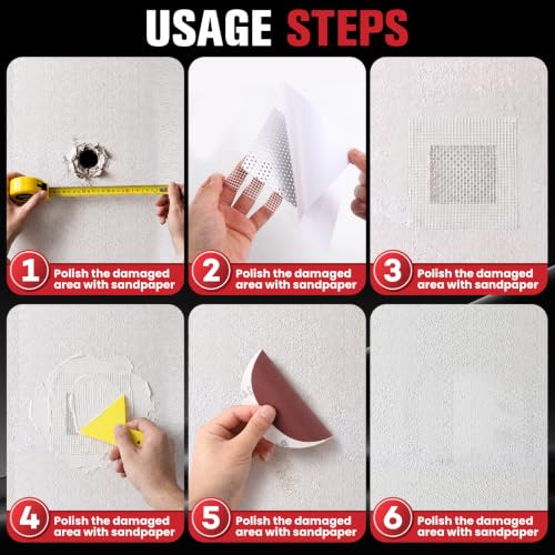 Drywall Repair Kit, Spackle wall Repair Kit, Used for Repairing wall Holes and Cracks, White wall Repair Putty kit, Dry Wall Patch with Scraper and Sandpaper for Drywall Repair Patch Kit - size: 12