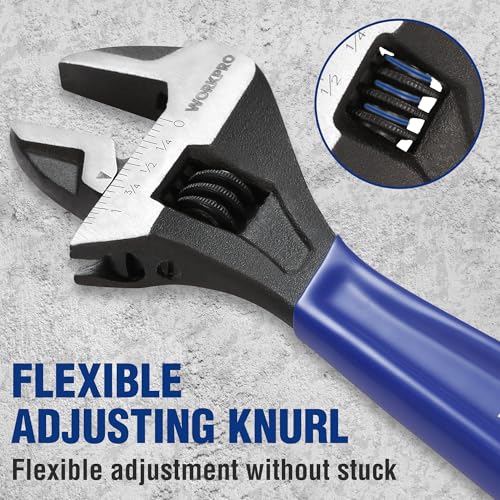 WORKPRO 5 PCS Adjustable Wrench Set, 4", 6", 8", 10" 12" Wide Jaw Wrenches - color: Blue, size: 4-Inch & 6-Inch & 8-Inch & 10-Inch & 12-Inch