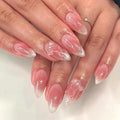 Mivota Soft Gel Press On Nails Almond Nude Pink Glitter, 3D Butterfly Glue On Nails, Reusable Fake Nails Acrylic Look, Luxury Press on Nails Kit 24PCS for Women Wedding Party - color: 3D-68 Pink Gradient Bowknot