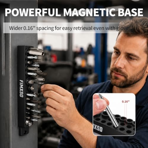 1/4" Magnetic Hex Bit Holder, 39 Holes Bit Storage with Strong Magnetic Base & Wall Mount Holes, Bit Organizer Suitable for Various Tools