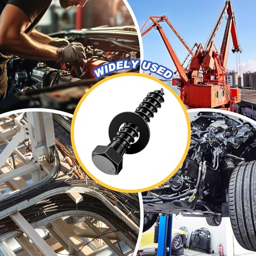Zonon 50 Pcs 5/16" X 3" Hex Head Lag Screw Bolts Lag Screw Kit, Black - color: Black, size: 5/16" X 3"