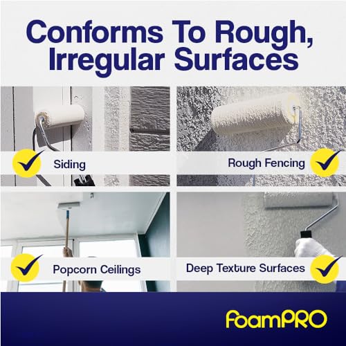 FoamPro 22 High Capacity Slit-Foam Paint Roller Cover for Semi-Rough & Uneven Surfaces - for Acoustical Ceilings, Textured Walls & Fences, Pavers - 9" x 1/2" Nap - size: 1 Count (Pack of 1), style: Semi-Rough & Uneven Surface