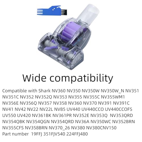 Upgraded Pet Hair Power Brush Tool Attachment for Shark Navigator Lift-Away Deluxe Upright NV360 NV350 NV352 NV356E NV370 NV22L UV420 UV410 UV440 Vacuum Replacement Parts Numbers 119FFJ Purple