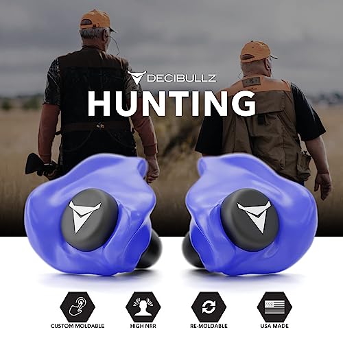 Decibullz Custom Molded Ear Plugs, 31dB NRR Shooting Ear Protection (Blue) - color: Blue
