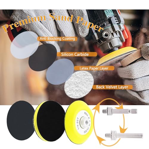 134Pcs Sandpaper 3Inch Sanding Disc Drill Polishing Kit, Wet Sanding Paper Headlight Restoration Kit, 60-10000Grit Hook & Loop Sandpaper Set for Car Wood Metal Glass Resin Expoxy - style: 3inch-134pcs