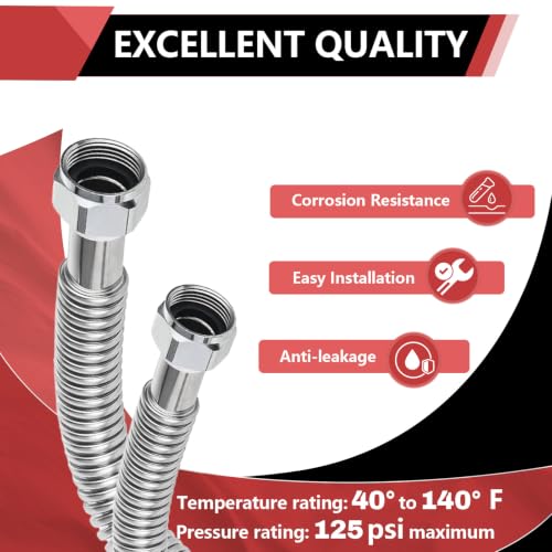 2piece EFIELD Flexible SS Corrugated Hose Connector,3/4" FIP x24"Length - size: 24"L(3/4" FIP)
