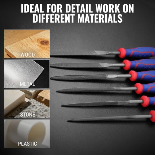 WORKPRO 6-Piece Needle File Set, Mini Precision Files for Metal, Wood & Plastic - size: 6-Piece Needle File Set