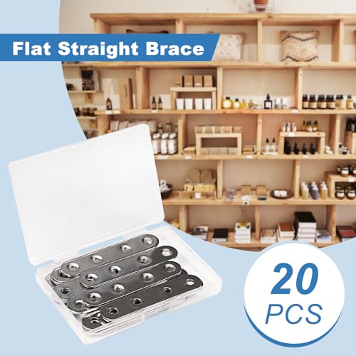 20Pcs Flat Straight Brace 76x16mm(3" x 5/8") for Wood Furniture Repair - size: 76mm (20Pcs)