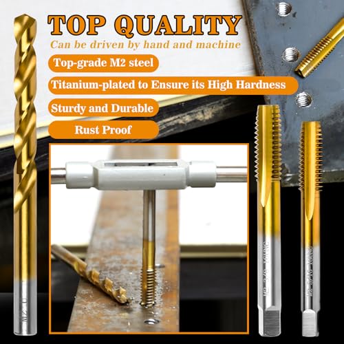 1/4"-20 UNC Tap and #7 Drill Bit Kit for Metal, M2 HSS Drill and Tap Set - size: 1/4"-20 Tap, #7 Drill