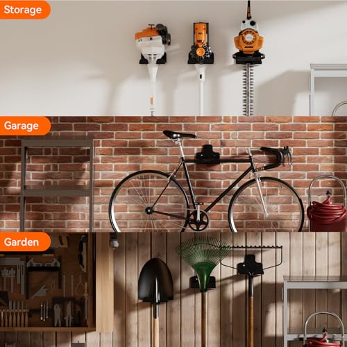 Garage Organizer Trimmer Rack Wall Mount, Weedeater Hanger, Black, 4 Pack - color: Black 4 Packs