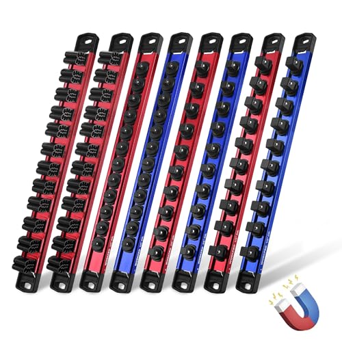 WORKPRO 8-Piece Magnetic Socket and Screwdriver Organizer Set - size: 6pc Socket Rail & 2pc Screwdriver Rail