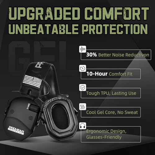 PROHEAR 022 Electronic Ear Protection for Shooting & Hunting - 29dB SNR Noise Reduction, 4 Omnidirectional Microphones - color: Electronic-silicone Ear Pads-black
