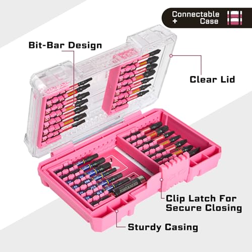 Geinxurn 70Pieces Impact Screwdriver Bits Set, Magnetic S2 Steel 1”/2”3”Phillips/Square/Torx/Slotted/Hex/Pozi Bits Tips and Impact Bit Holder with Red Storage Box Case - style: STKB070