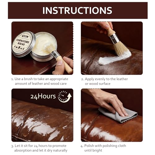 Leather & Furniture Repair Salve, Furniture Salve with Brush for Leather Wood, Leather Conditioner Help Prevent Cracking or Fading - size: 1 Pack